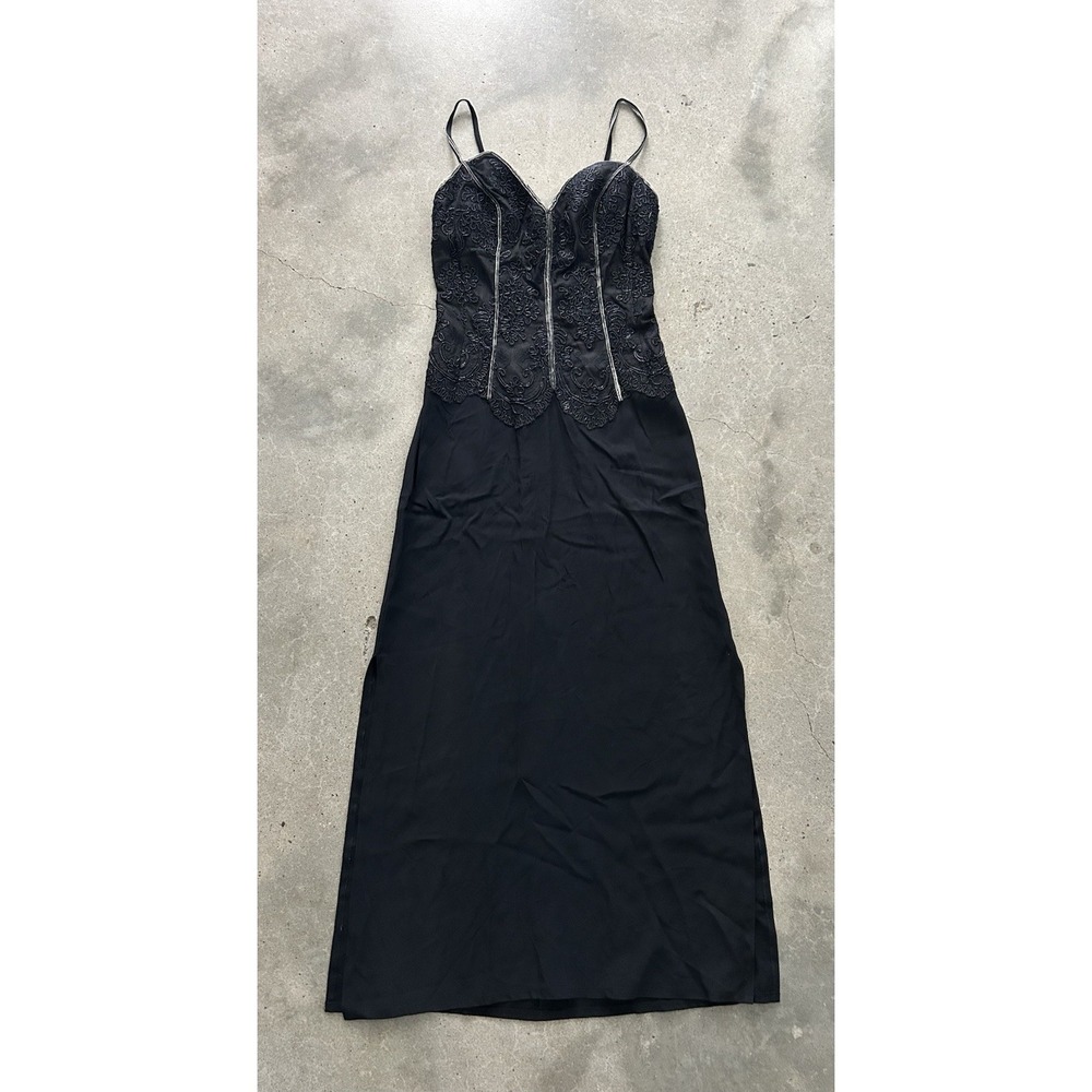 La Perla Black Lace Trim Corset Dress  $2250 TLC Condition Sz 44 US 8